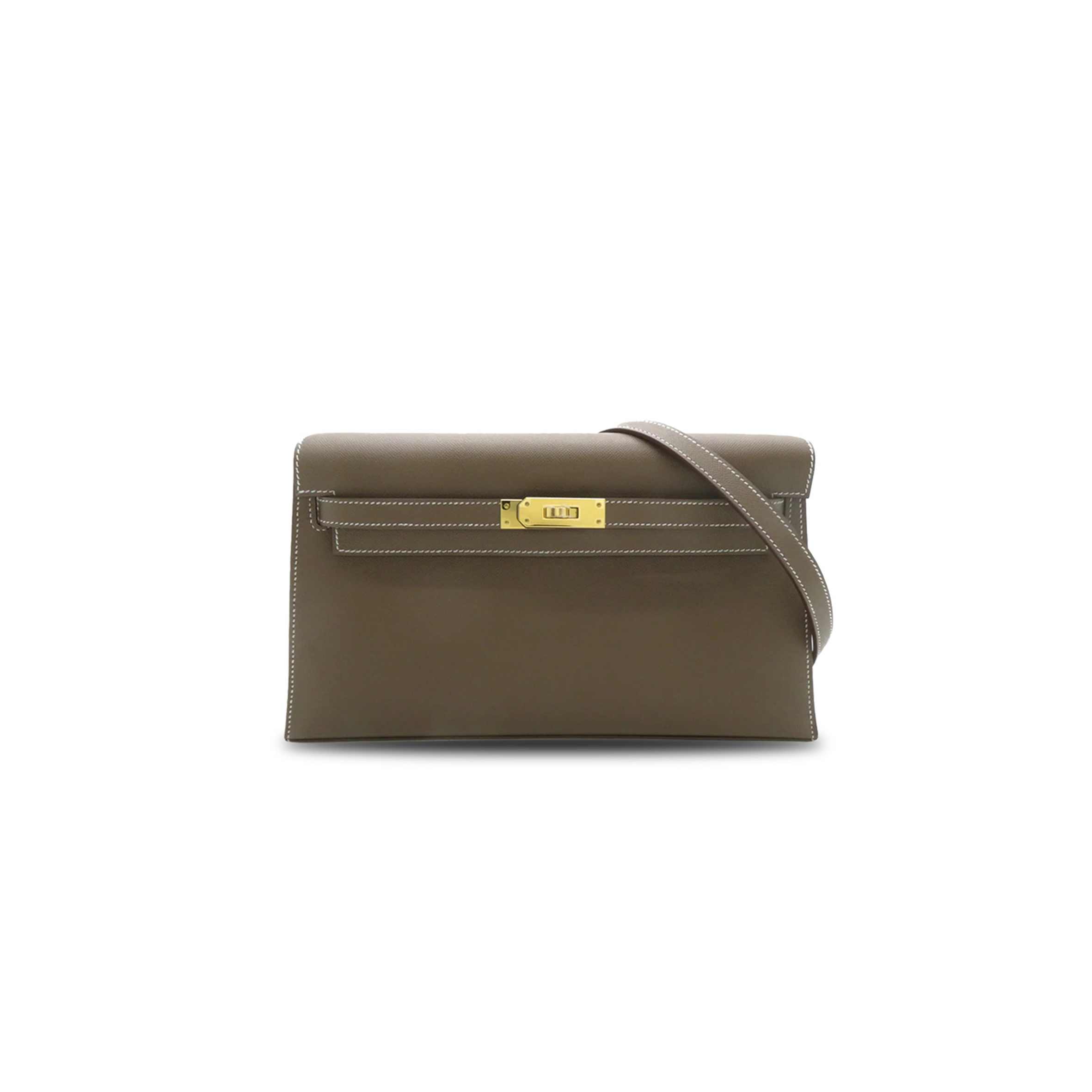 H**mes master madame calf leather kelly elan etoupe elephant grey gold buckle (27.5*15*5cm)